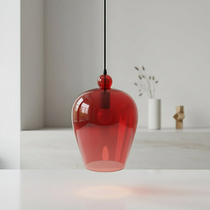 Modern Bold Red Blown Glass pendant light