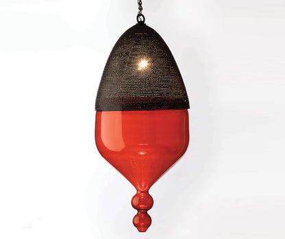 Modern Ceiling Light with Black Metal Chapeau - Les Trois Pyramides 