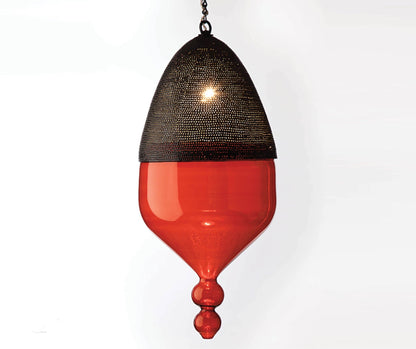 Modern Ceiling Light with Black Metal Chapeau - Les Trois Pyramides 