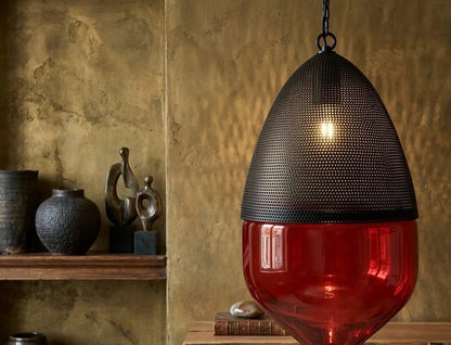 Modern Ceiling Light with Black Metal Chapeau - Les Trois Pyramides 