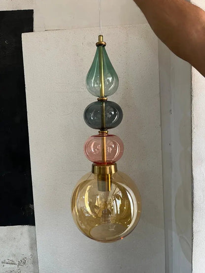 Modern colored Glass Pendant Light | Hanging Ceiling Lamp for Kitchen Island & Living Room | Designer Glass Light | Les Trois Pyramides