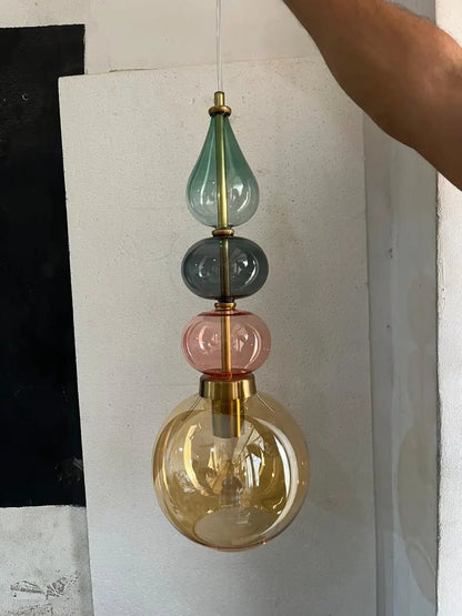 Modern colored Glass Pendant Light | Hanging Ceiling Lamp for Kitchen Island & Living Room | Designer Glass Light | Les Trois Pyramides