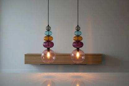 Modern Glass Pendant Light | Hanging Ceiling Lamp for Kitchen Island & Living Room | Designer Glass Light Fixture | Les Trois Pyramides
