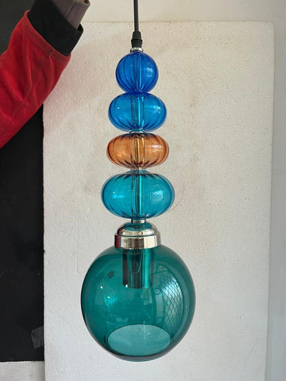 Modern Glass Pendant Light | Hanging Ceiling Lamp for Kitchen Island & Living Room | Designer Glass Light Fixture | Les Trois Pyramides
