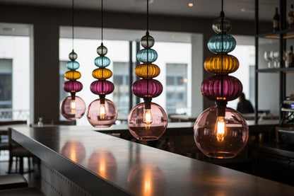 Modern Glass Pendant Light | Hanging Ceiling Lamp for Kitchen Island & Living Room | Designer Glass Light Fixture | Les Trois Pyramides