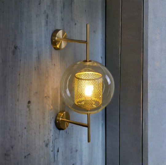 Modern Copper Applique Blown Glass wall light | Les Trois Pyramides