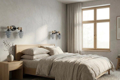Modern Wall Sconce with Frosted Grey Double Glass | Marble and Frosted Glass Light Fixture | Les Trois Pyramides