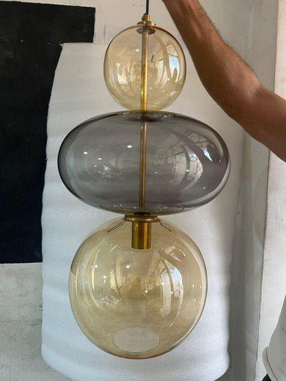Modern Glass Pendant Light | Hanging Ceiling Lamp for Kitchen Island & Living Room | Designer Glass Light Fixture | Les Trois Pyramides