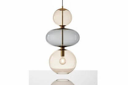 Modern Glass Pendant Light | Hanging Ceiling Lamp for Kitchen Island & Living Room | Designer Glass Light Fixture | Les Trois Pyramides