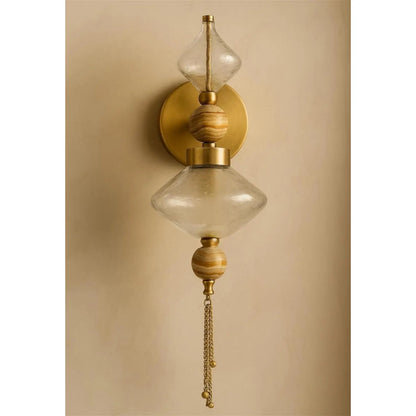 Modern Glass Wall Sconce with Onyx Accent - Artisanal lighting - Les Trois Pyramides