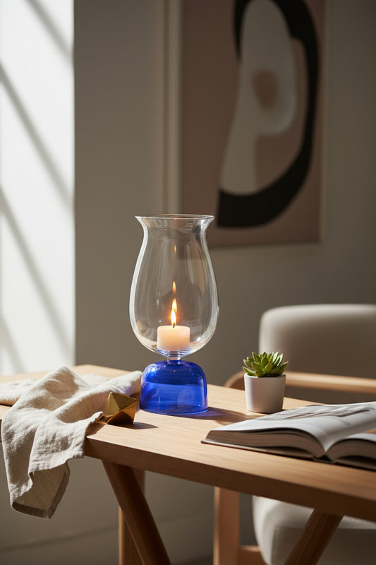 Vintage Glass Candle Holder - Les Trois Pyramides 