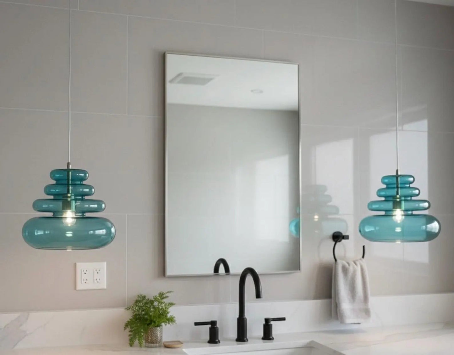 Modern Handmade Hanging Lamp for Bathrooms- Les Trois Pyramides 