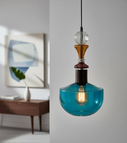 Modern Multicolor Glass Hanging Light for Dining Room