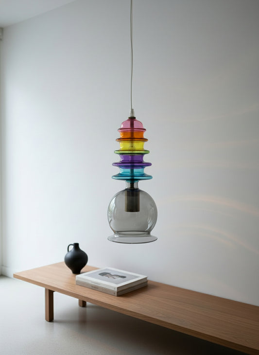 modern-rainbow-blown-glass-light-pendant | Les Trois Pyramides