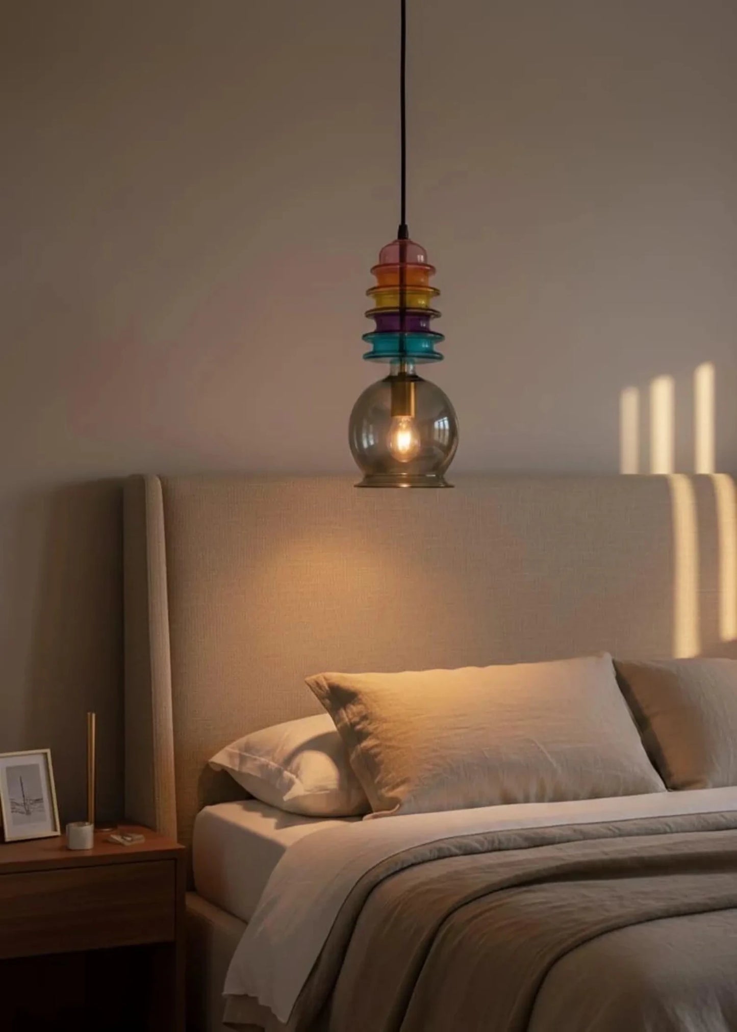 modern-rainbow-blown-glass-light-pendant | Les Trois Pyramides
