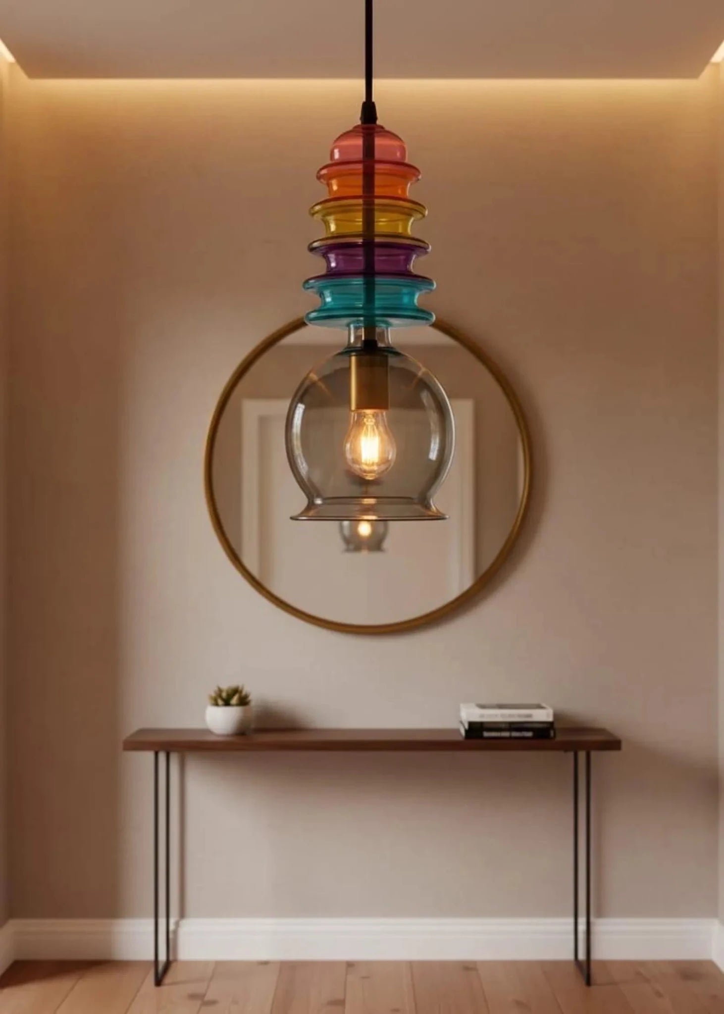 modern-rainbow-blown-glass-light-pendant | Les Trois Pyramides