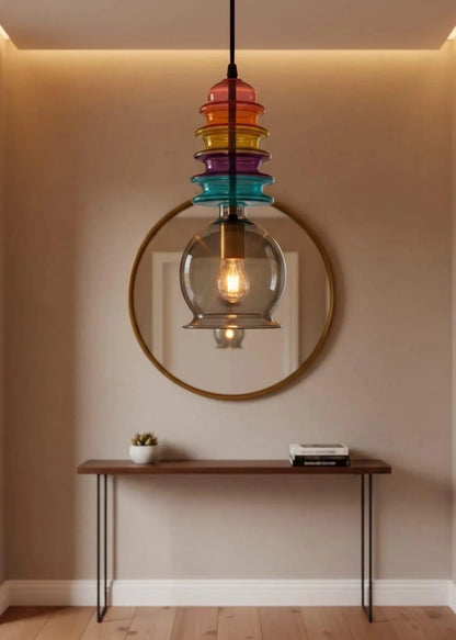 modern-rainbow-blown-glass-light-pendant | Les Trois Pyramides