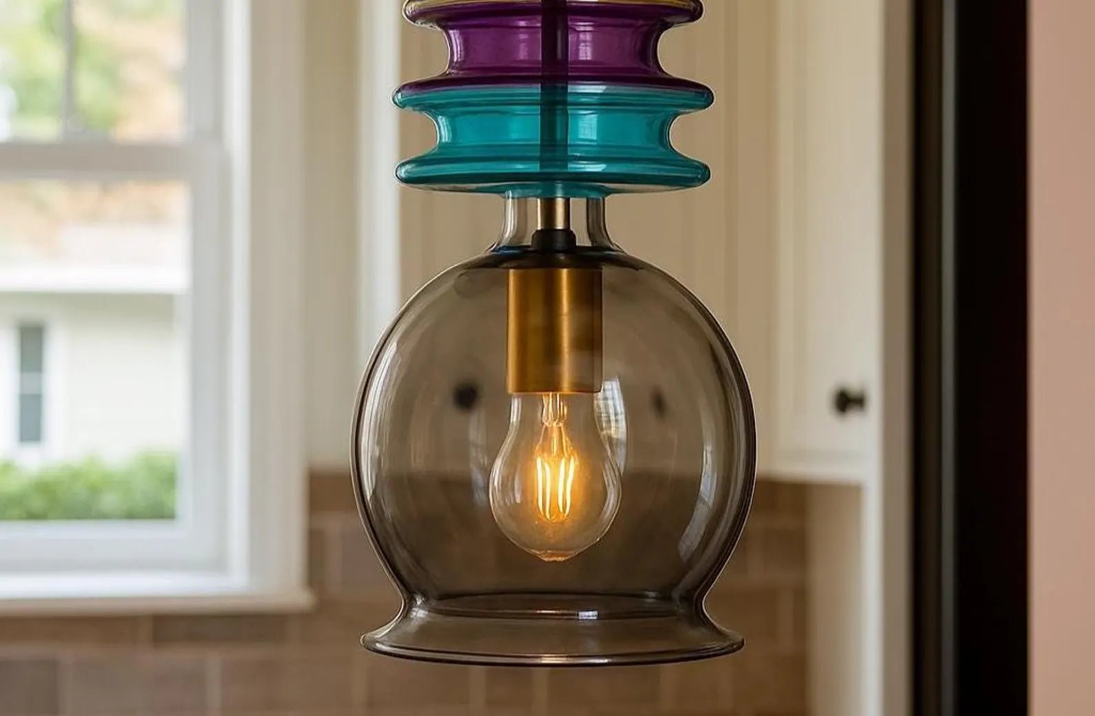 modern-rainbow-blown-glass-light-pendant | Les Trois Pyramides