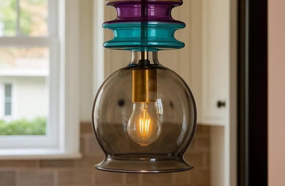 modern-rainbow-blown-glass-light-pendant | Les Trois Pyramides