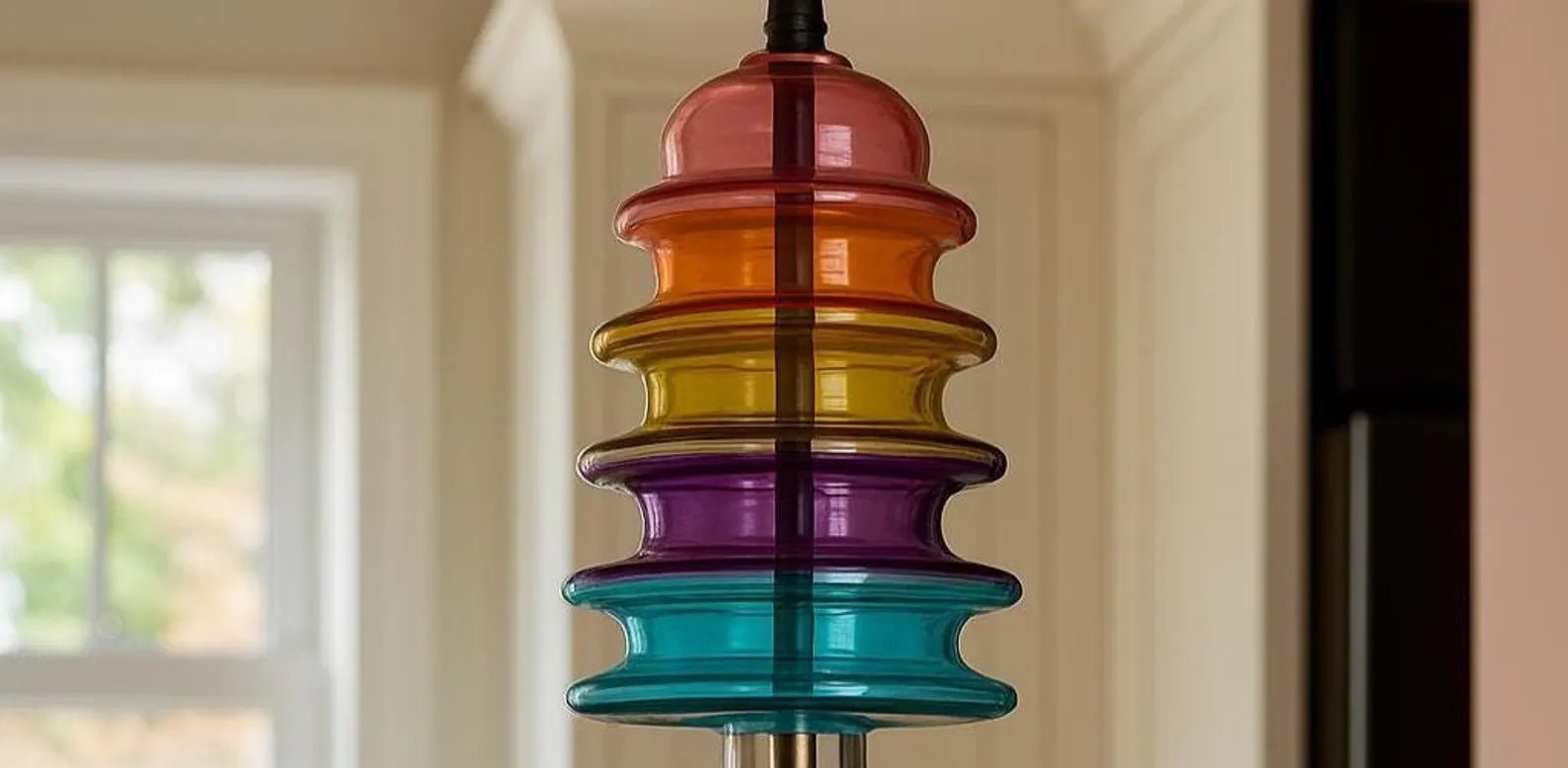 modern-rainbow-blown-glass-light-pendant | Les Trois Pyramides