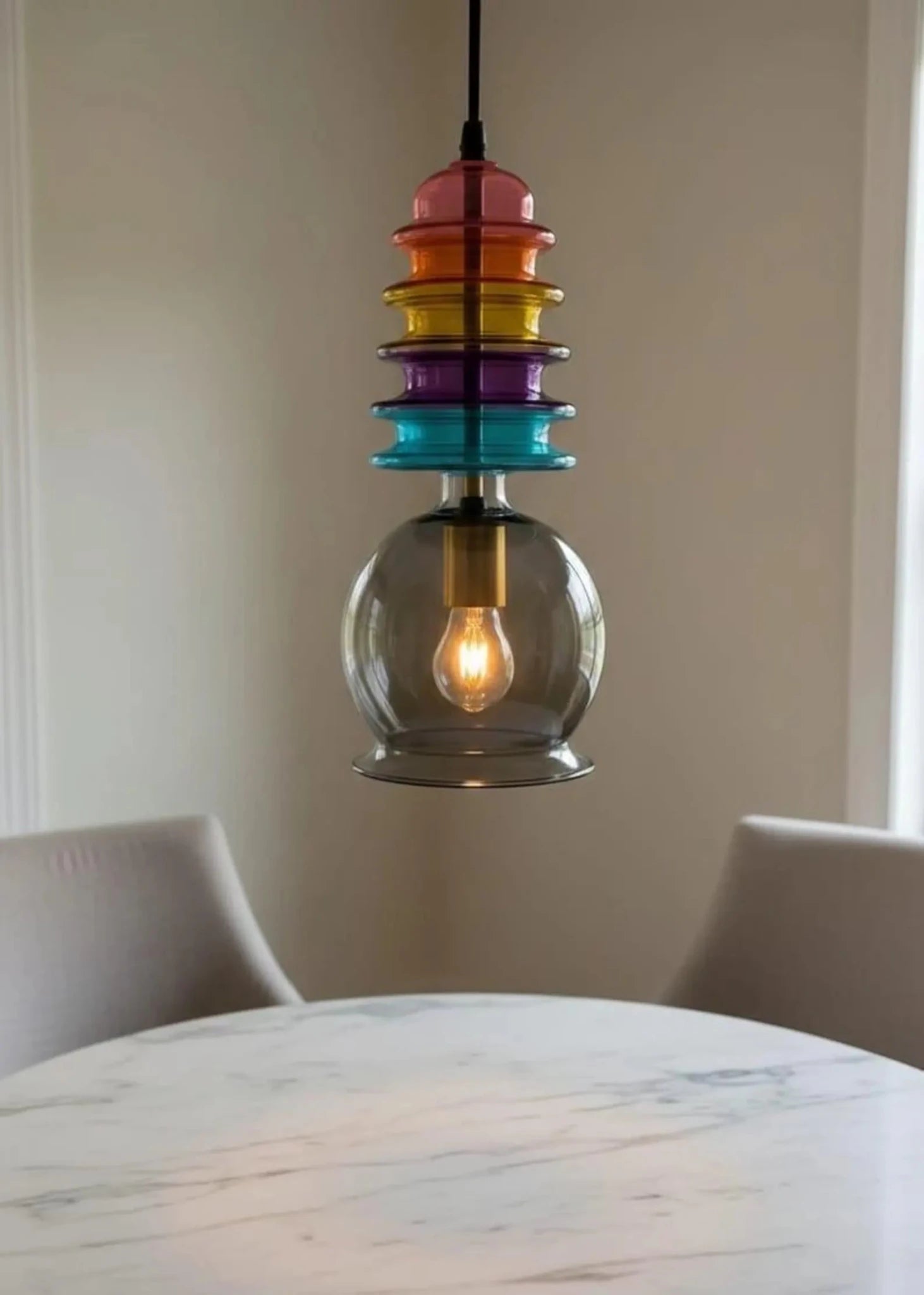 modern-rainbow-blown-glass-light-pendant | Les Trois Pyramides