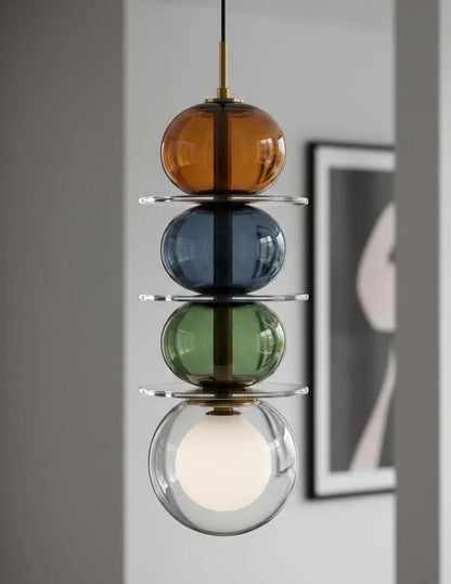 Modern Glass Pendant Light | Hanging Ceiling Lamp for Kitchen Island & Living Room | Designer Glass Light Fixture | Les Trois Pyramides