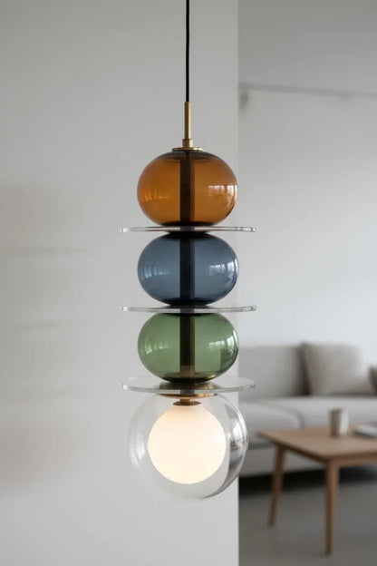 Modern Glass Pendant Light | Hanging Ceiling Lamp for Kitchen Island & Living Room | Designer Glass Light Fixture | Les Trois Pyramides