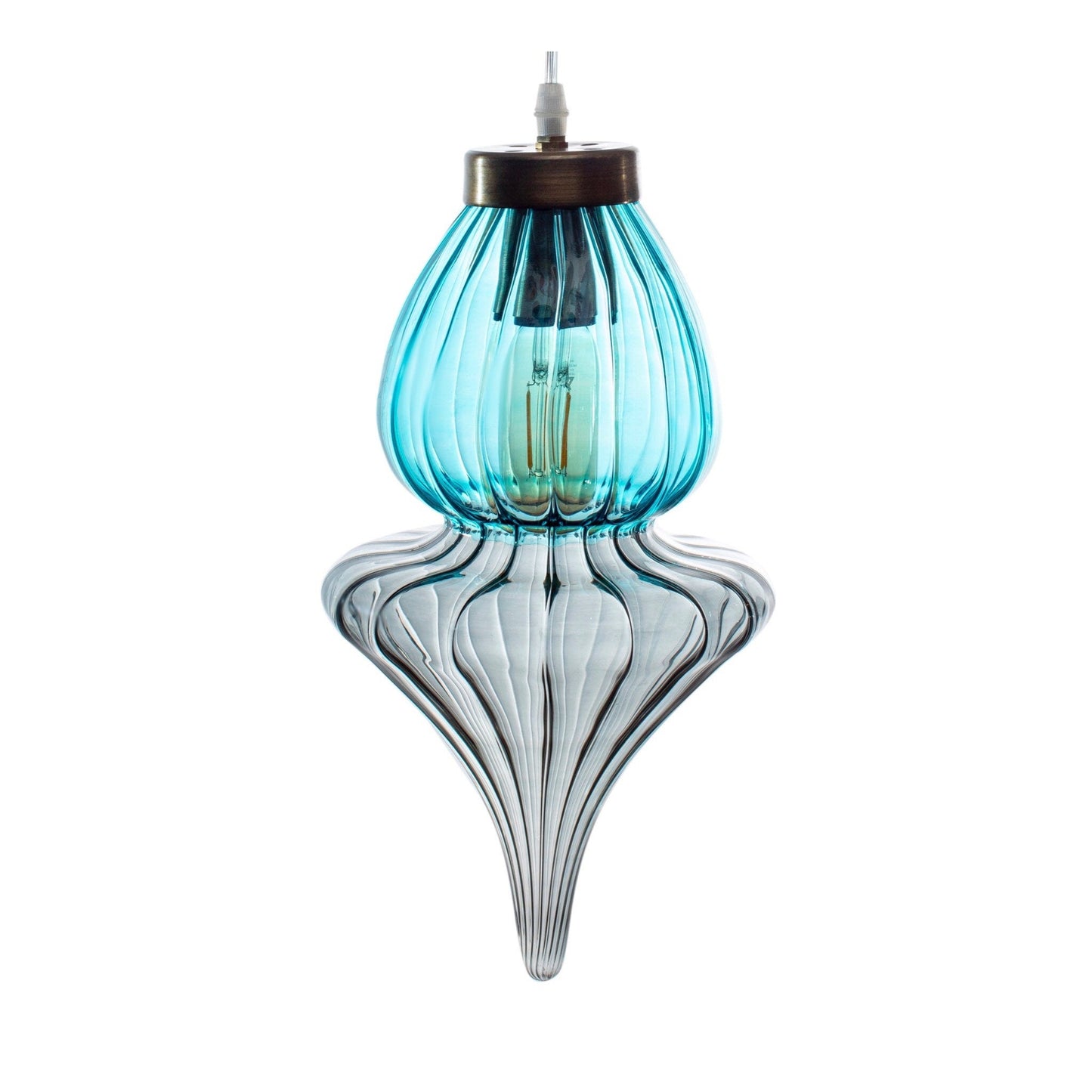 Modern Hand crafted Turquoise with Clear Ceiling Light Fixture  | Les Trois Pyramides