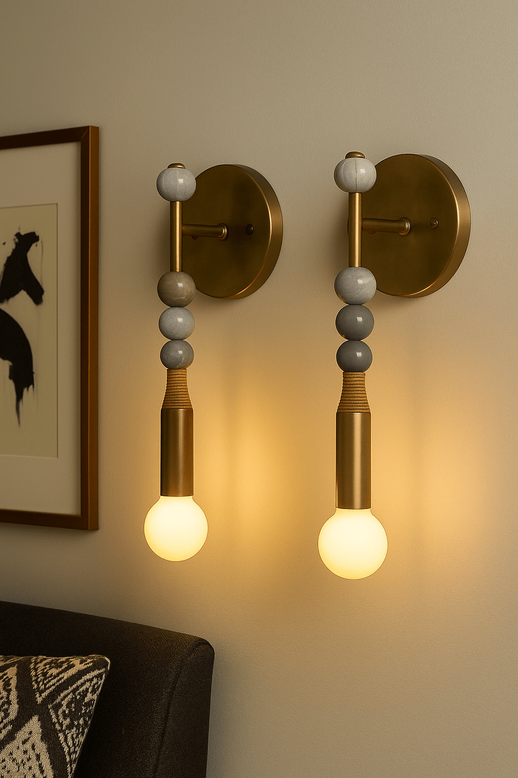 Modern wall sconce with unique Marble Gemstones | Les Trois Pyramides
