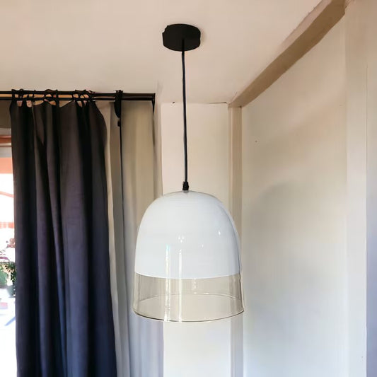 Modern White and Clear Glass Pendant Light | Les Trois Pyramides