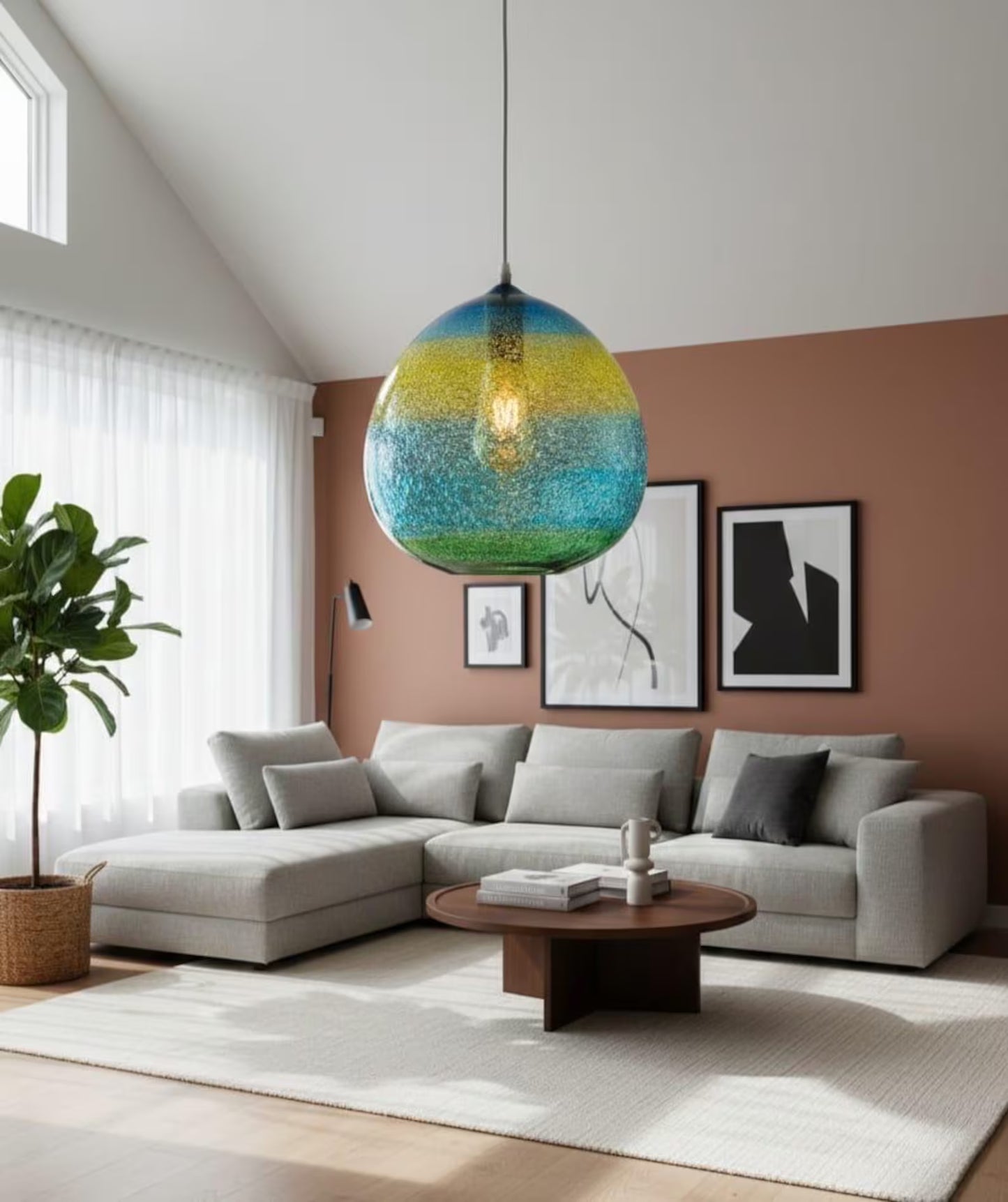 Frosted Glass Pendant Lights Modern Fall Decor  for living room- Les Trois Pyramides