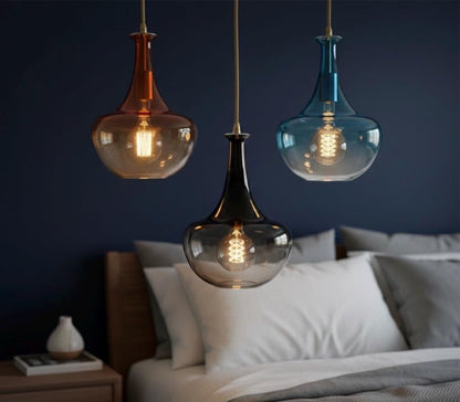 Set of 3 Multicolored Hand blown glass pendant | Les Trois Pyramides.