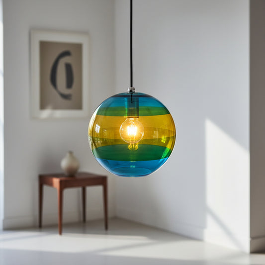 Multicolored Glass Art Modern Handmade Deco Light Fixture - Les Trois Pyramides 