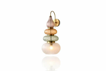 Murano Style Ribbed Glass Wall Sconce, Stacked Glass Wall Light, Brass Wall Lamp, Multicolor Glass Lighting, Handmade Modern Wall Fixture | Les Trois Pyramides
