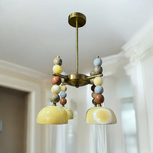 Natural Marble Gemstones Chandelier | Custom Marble | Unique Artisan Lighting Piece