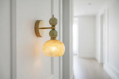 Natural Onyx Wall Sconce with Marble Base – Handmade Stone Wall Light | Les Trois Pyramides