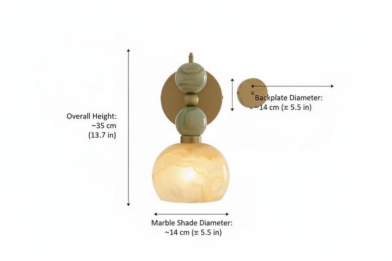 Natural Onyx Wall Sconce with Marble Base – Handmade Stone Wall Light | Les Trois Pyramides