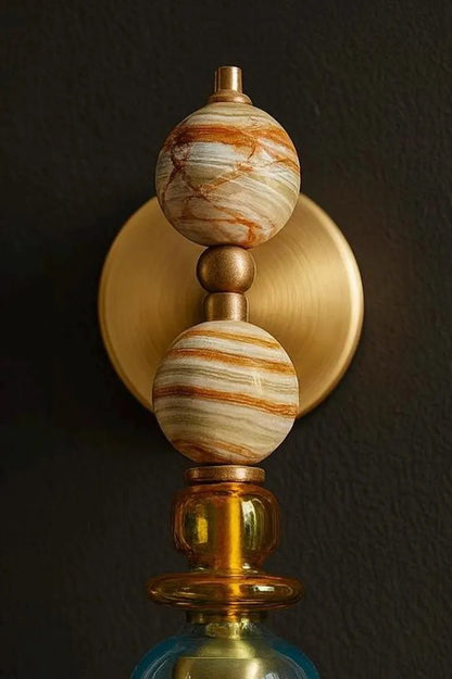 Onyx & Amber Glass Wall Sconce | Modern Artistic Lighting for Bedroom