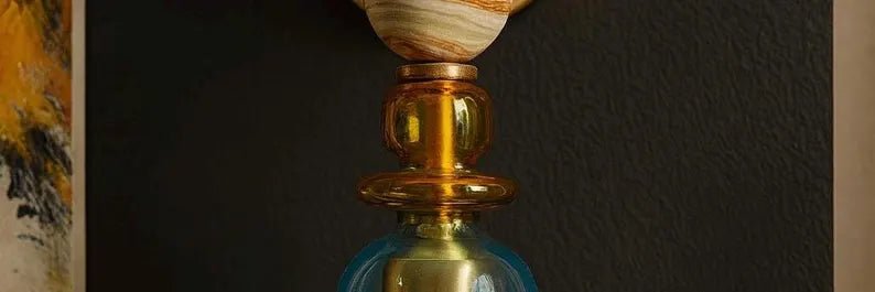Onyx & Amber Glass Wall Sconce | Modern Artistic Lighting for Bedroom