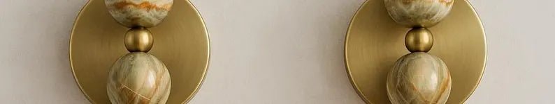 Onyx & Brass Wall Sconce Set of 2 | Blown Glass Wall Light Fixture