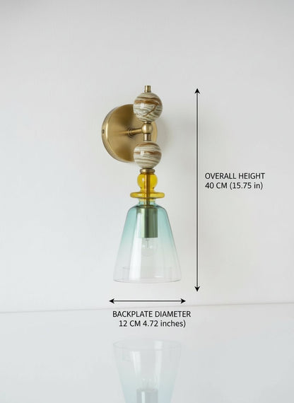 Onyx & Multicolored Glass Wall Sconce | Modern Artistic Lighting for Bedroom