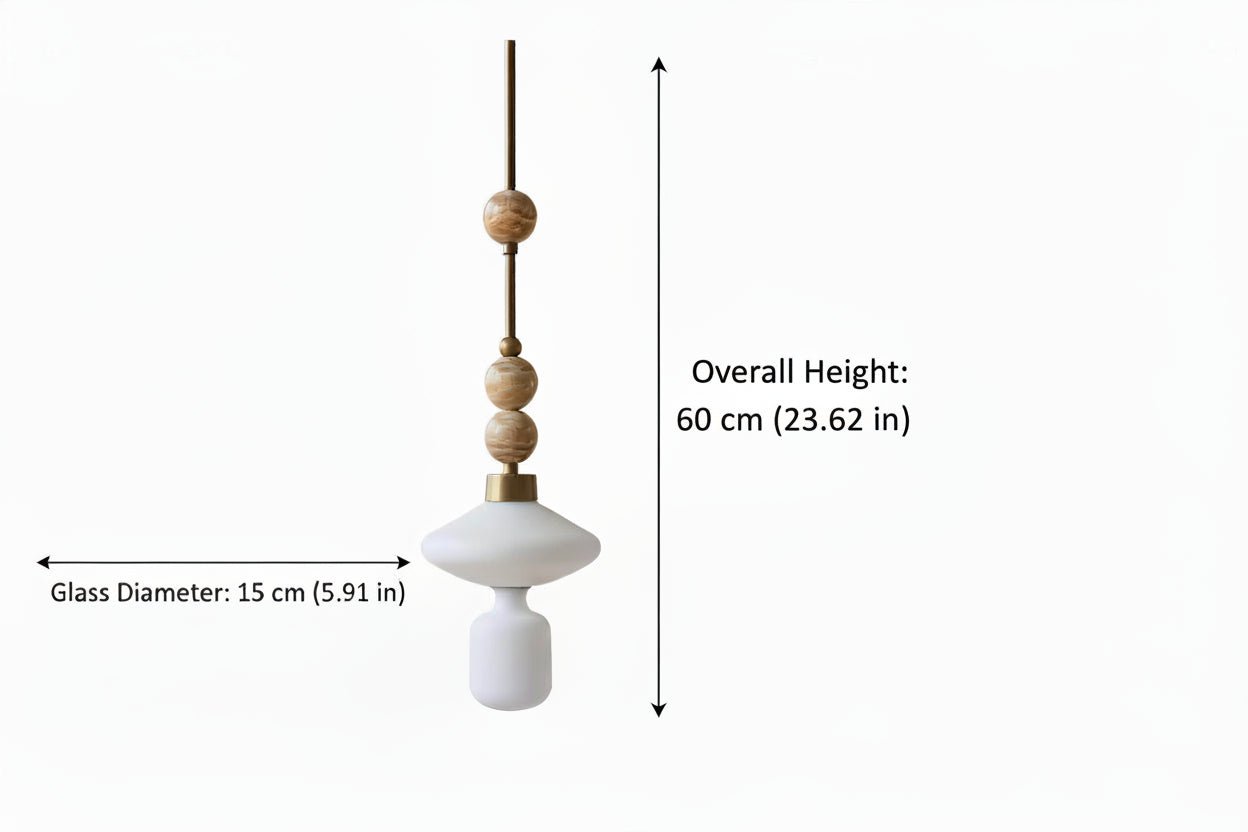 Onyx Pendant Light with Frosted Glass Shade – Handmade Stone Hanging Light for Modern Interiors