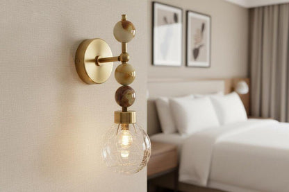 Onyx Stone Wall Sconce – Crackle Glass Brass Light | Les Trois Pyramides