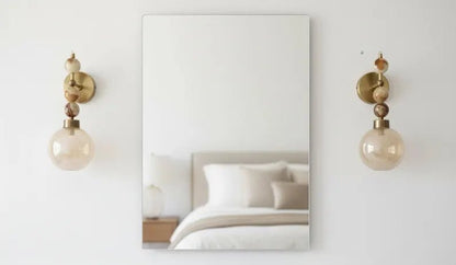 Onyx Wall Sconce with Crackled Glass Shade – Handmade Marble Light | Les Trois Pyramides