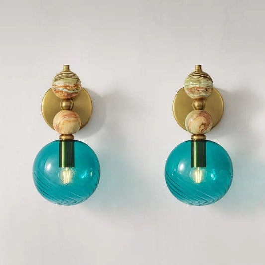 Onyx Wall Sconce with Hand-Painted Glass | Modern Artistic Lighting Fixture