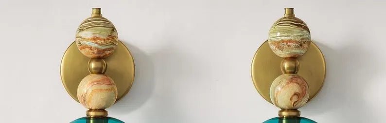 Onyx Wall Sconce with Hand-Painted Glass | Modern Artistic Lighting Fixture