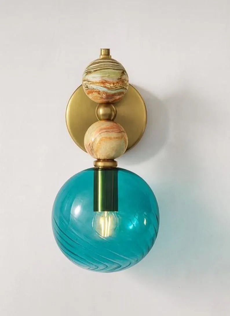 Onyx Wall Sconce with Hand-Painted Glass | Modern Artistic Lighting Fixture