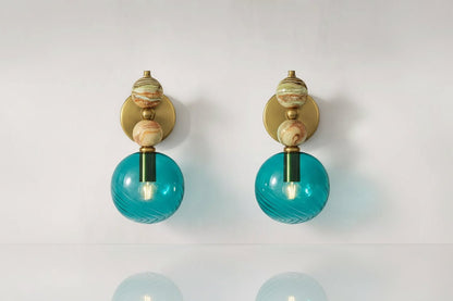 Onyx Wall Sconce with Hand-Painted Glass | Modern Artistic Lighting Fixture