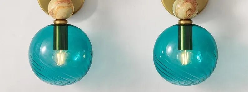 Onyx Wall Sconce with Hand-Painted Glass | Modern Artistic Lighting Fixture