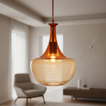 Orange Ombre Curved-Neck Glass Pendant Light